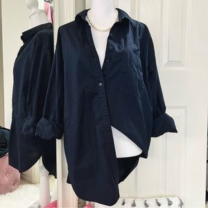 Banana Republic Navy Oversized Cotton Shirt